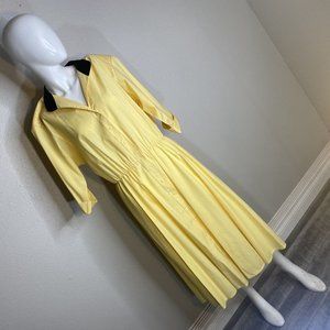 VTG 70s 80s Willi of California Yellow Black  Dress Size 16 No Belt